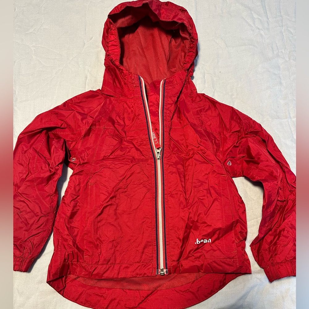 L.L. Bean Red Discovery Rain Jacket with Mesh Lining